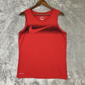 Nike Men's Legend Chalk Block Swoosh Red/Black Training Tank Dri-Fit Size Small